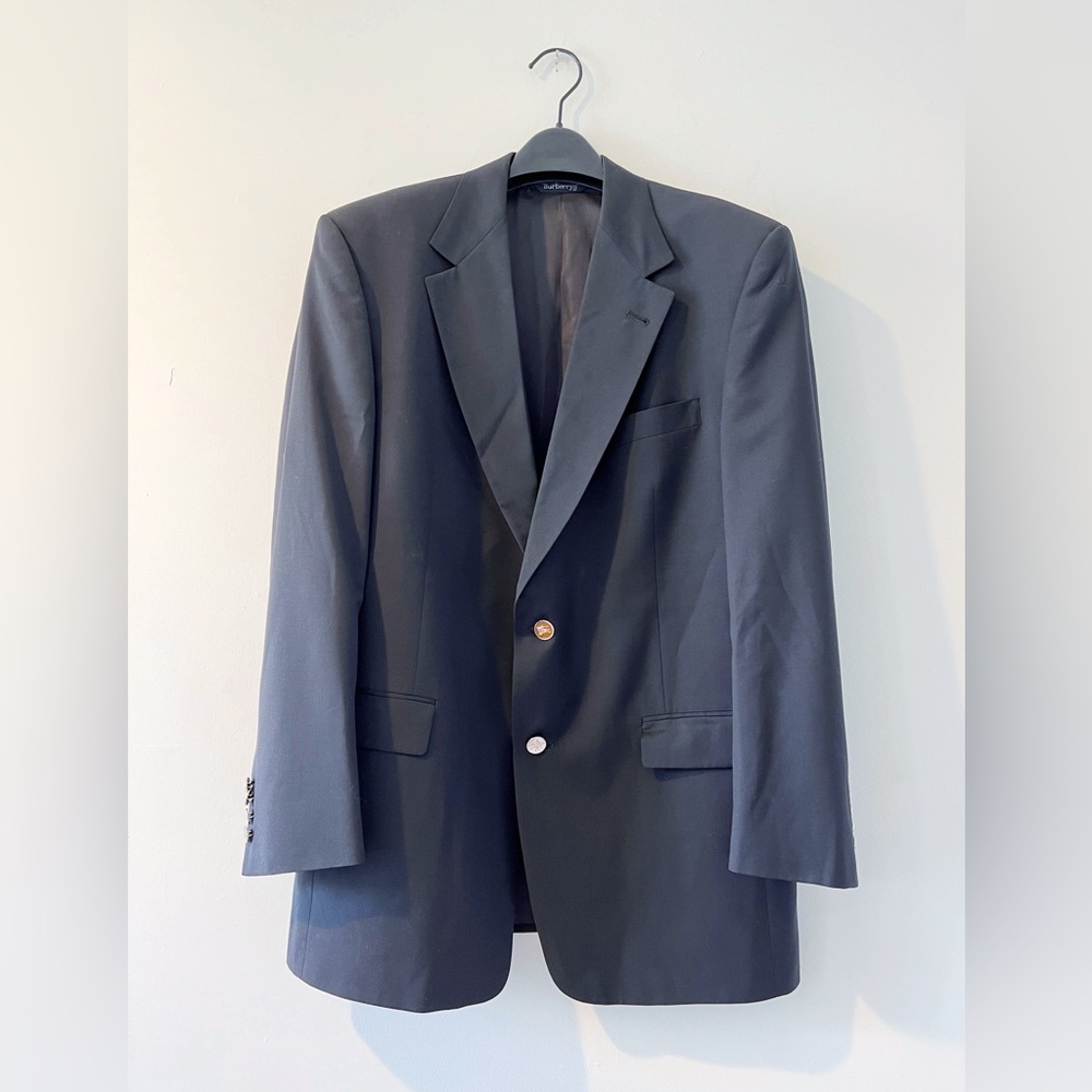 Vintage Burberrys wool‎ blazer sport jacket navy blue unisex mens womens 80s 90s